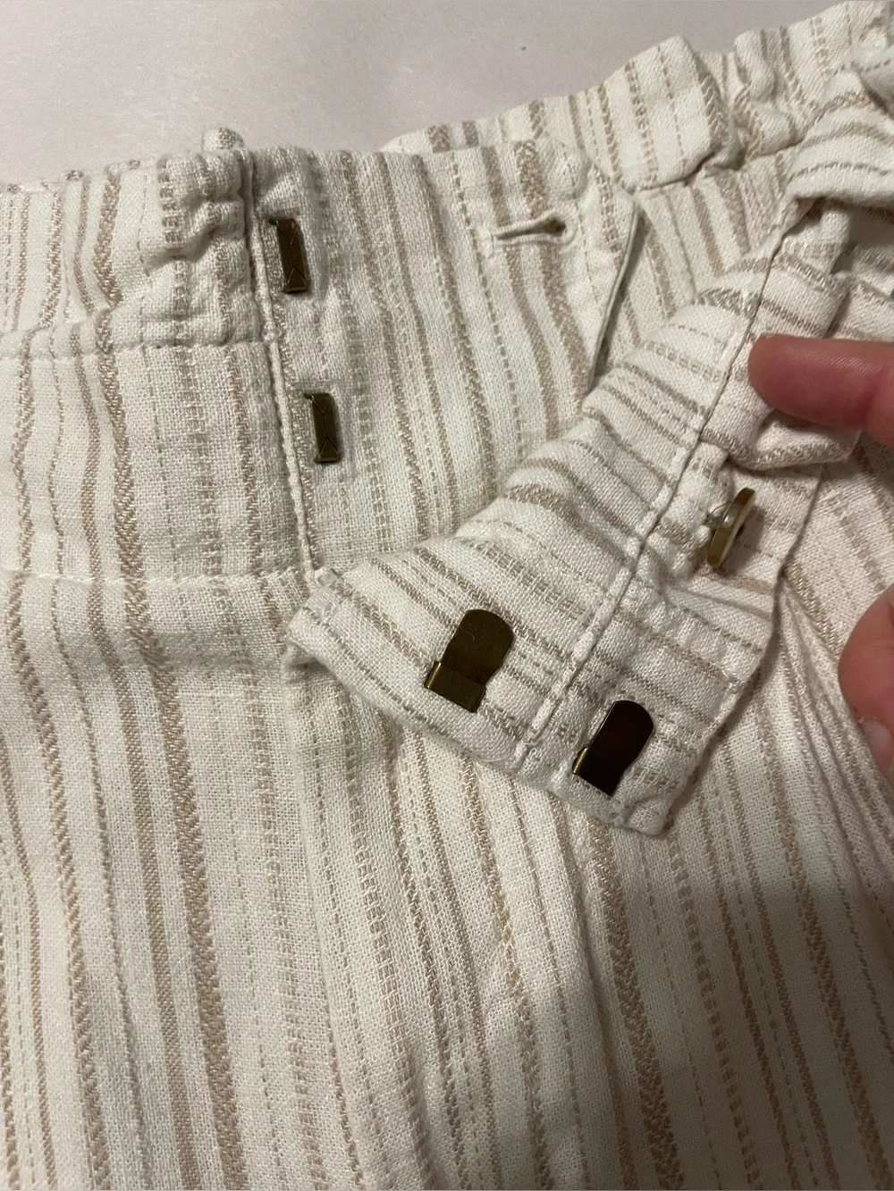 Banana Republic Petite Linen Blend Wide Leg Pants Striped Pockets Size 2P